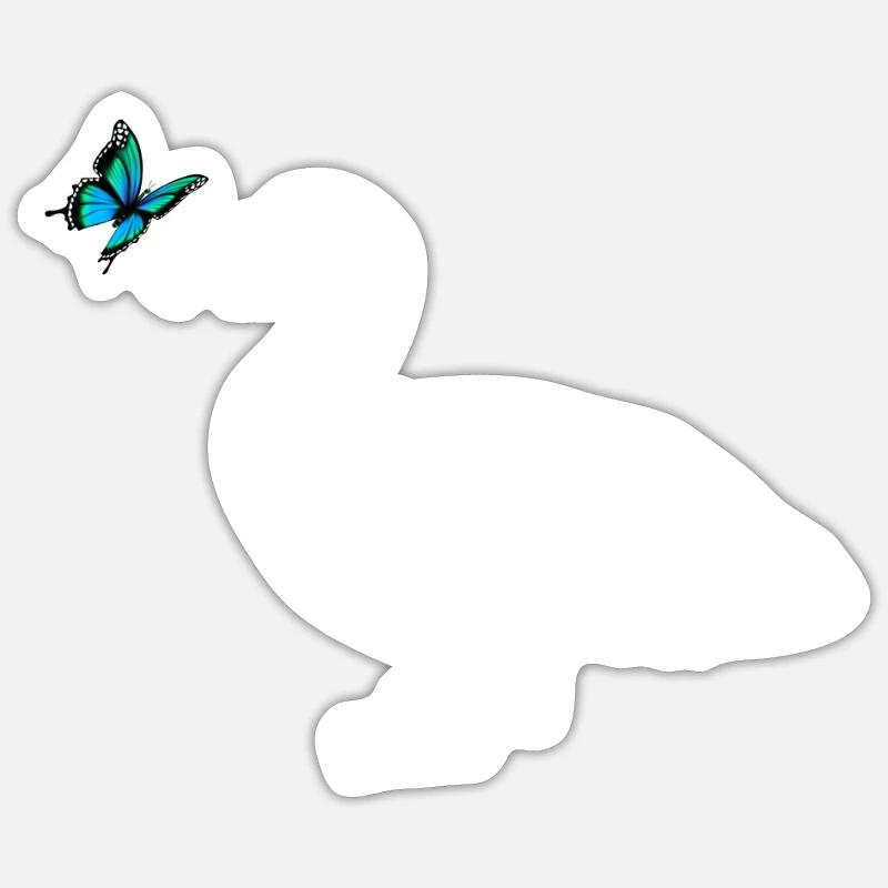 Seagull with butterfly - Sticker size S (10 x 10 cm) - white matte