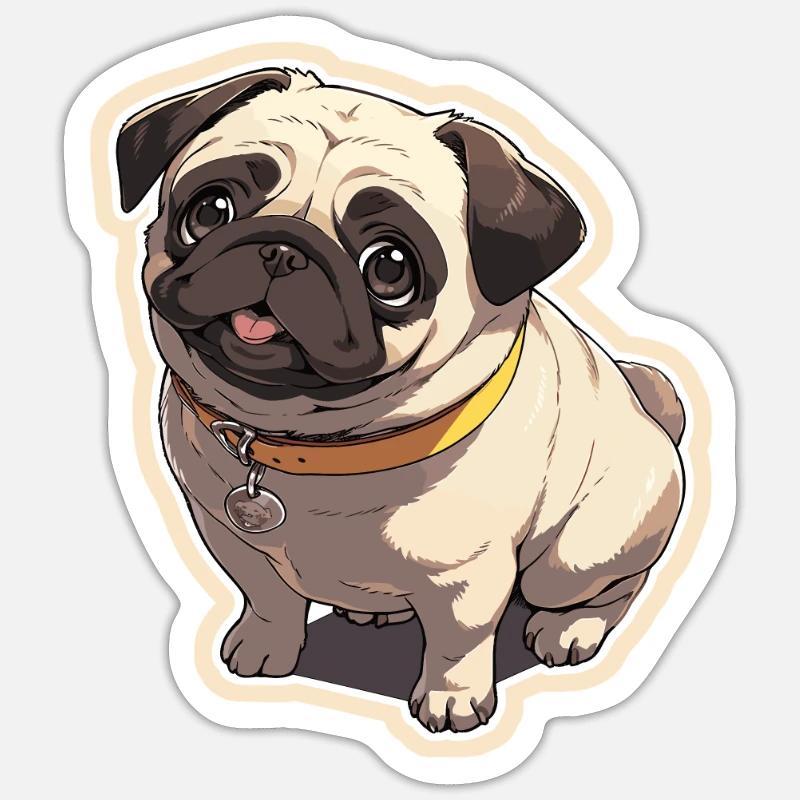 Mops Mops Hund Mops Geschenke Mops Liebhaber - Sticker Größe S (10 x 10 cm) - Mattweiß