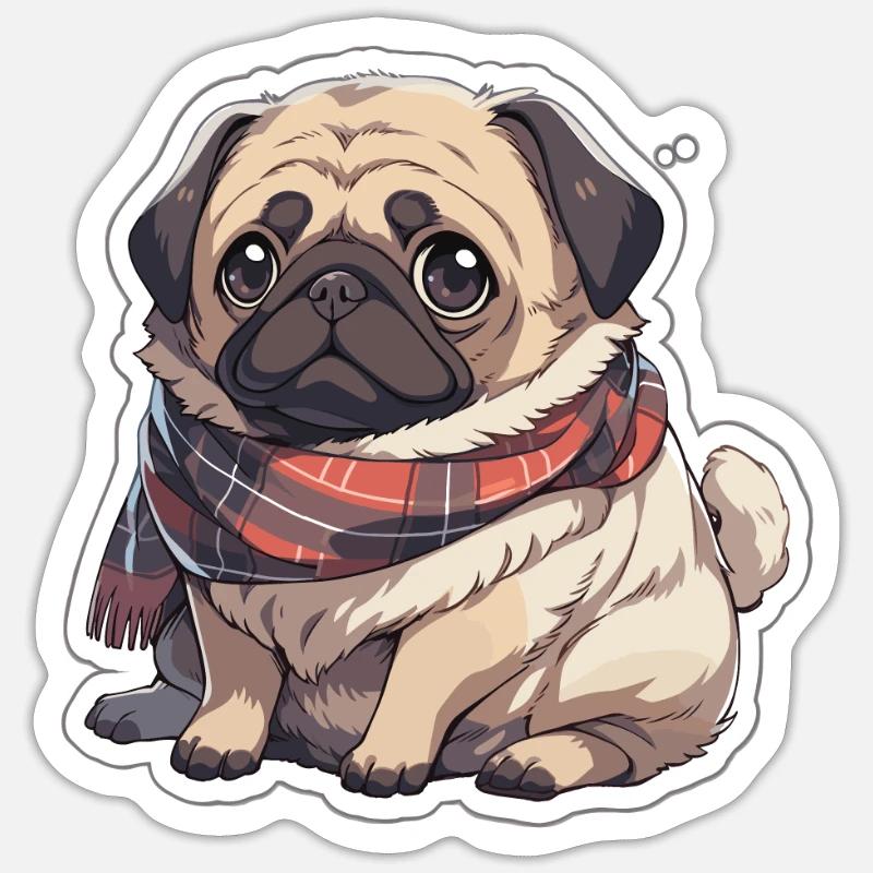 Mops Mops Hund Mops Geschenke Mops Liebhaber - Sticker Größe S (10 x 10 cm) - Mattweiß