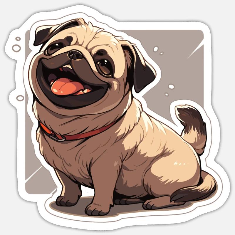 Mops Mops Hund Mops Geschenke Mops Liebhaber - Sticker Größe S (10 x 10 cm) - Mattweiß
