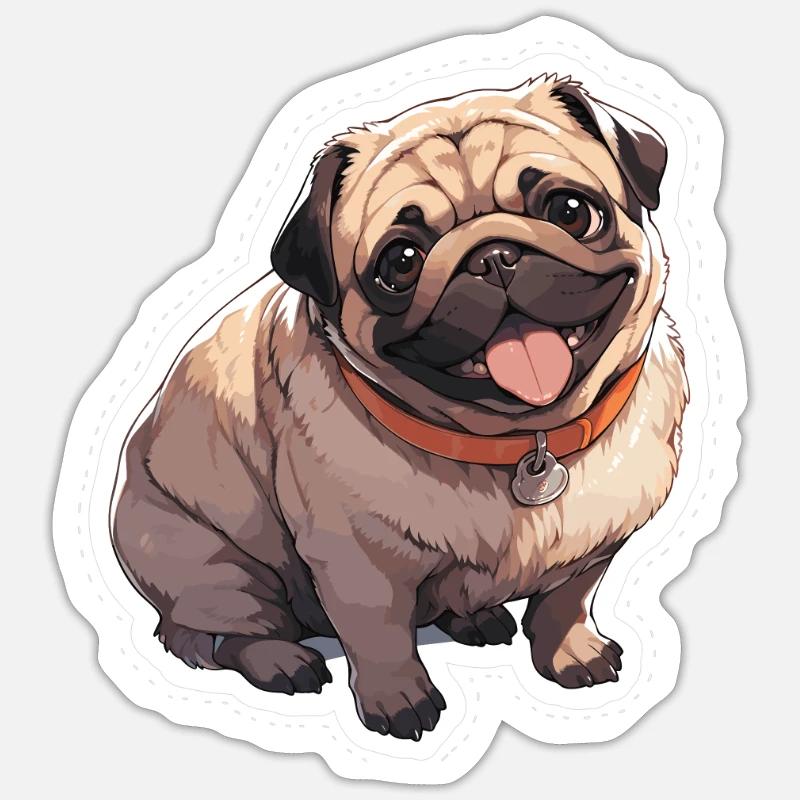 Mops Mops Hund Mops Geschenke Mops Liebhaber - Sticker Größe S (10 x 10 cm) - Mattweiß