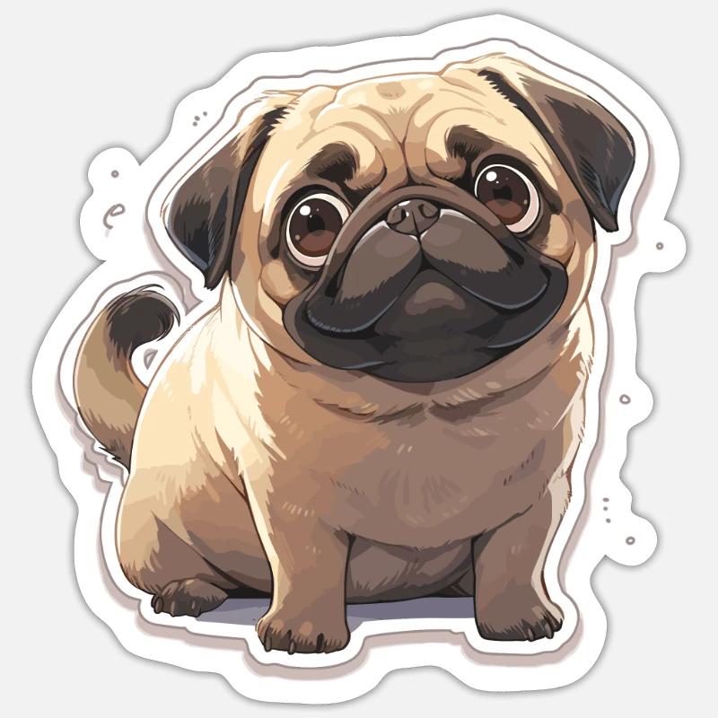 Mops Mops Hund Mops Geschenke Mops Liebhaber - Sticker Größe S (10 x 10 cm) - Mattweiß