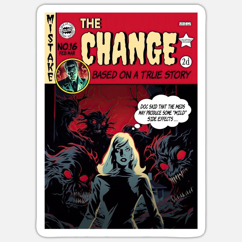 Retro Horror Comic - Le changement Sticker taille S (10 x 10 cm)