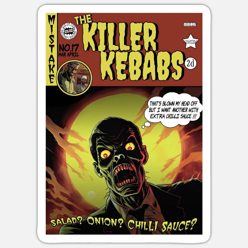 Retro Horror Comic - Killer Kebabs Sticker taille S (10 x 10 cm)