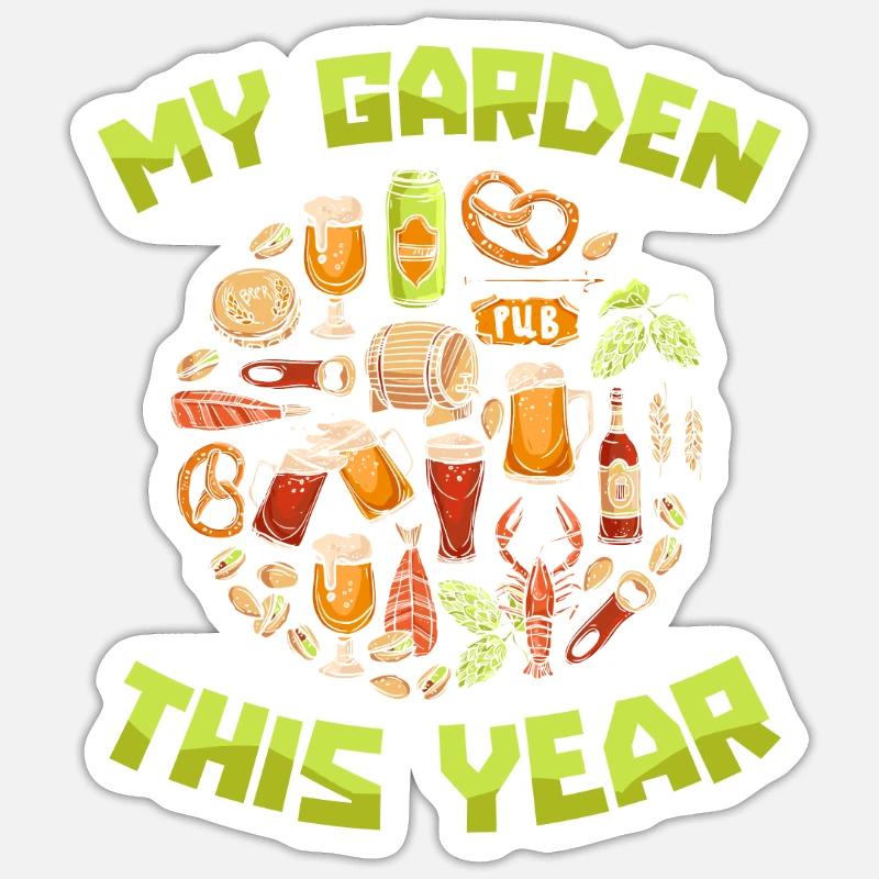 Hobbygärtner Garten Gartenbier - Sticker Größe S (10 x 10 cm) - Mattweiß