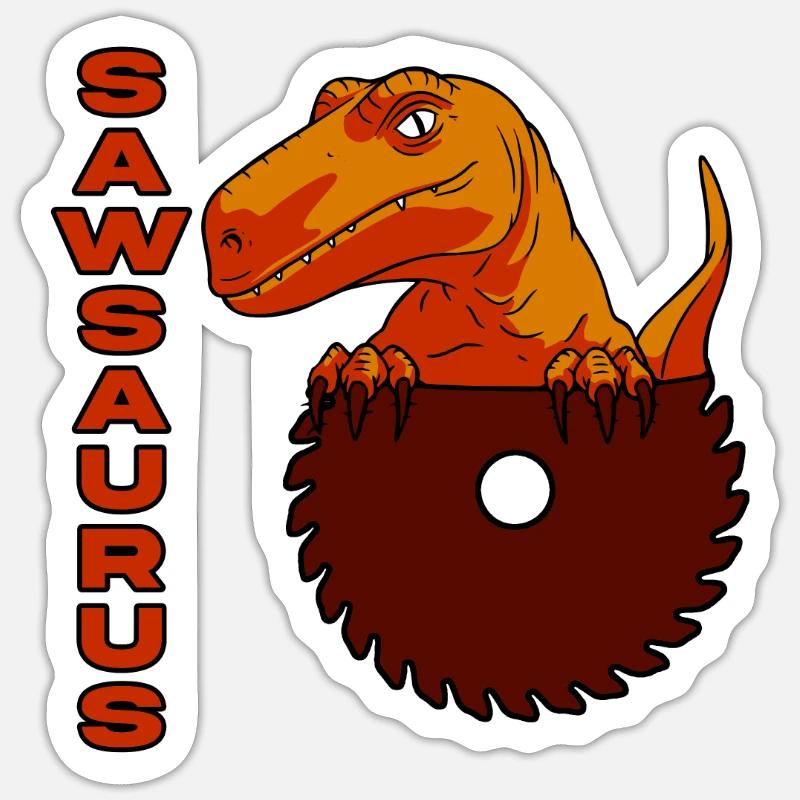 Sawsaurus - Sticker Größe S (10 x 10 cm) - Mattweiß