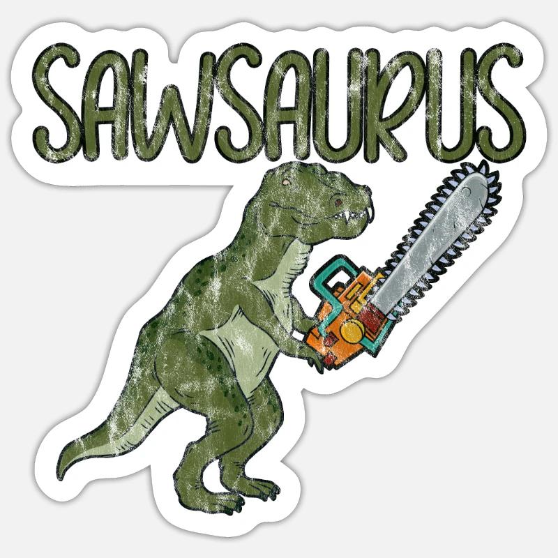 Sawsaurus 3 - Sticker size S (10 x 10 cm) - white matte