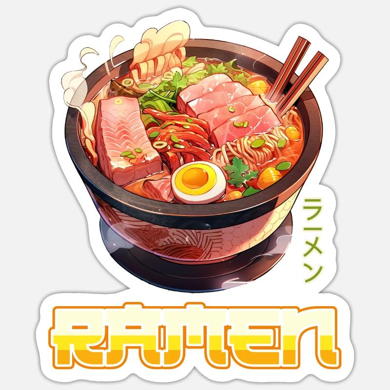 Nouilles Ramen d’anime - Sticker taille S (10 x 10 cm) - blanc mat