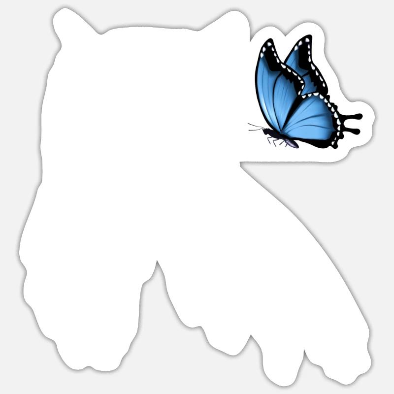 Eule mit Schmetterling - Sticker Größe S (10 x 10 cm) - Mattweiß