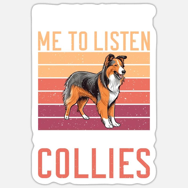 Cadeaux Collie - Sticker taille S (10 x 10 cm) - blanc mat