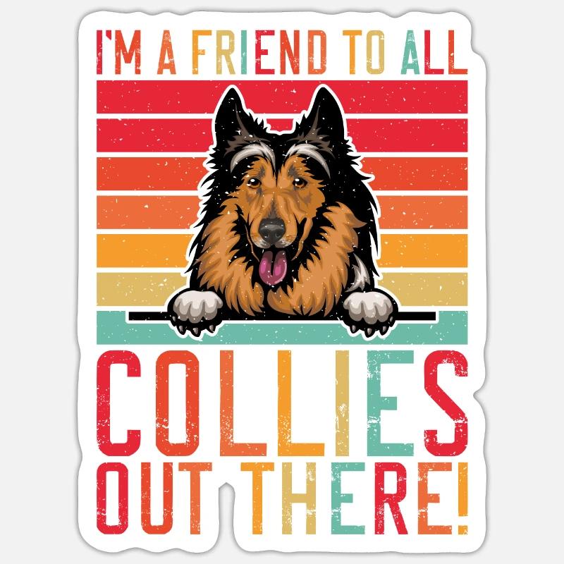 Cadeaux Collie - Sticker taille S (10 x 10 cm) - blanc mat