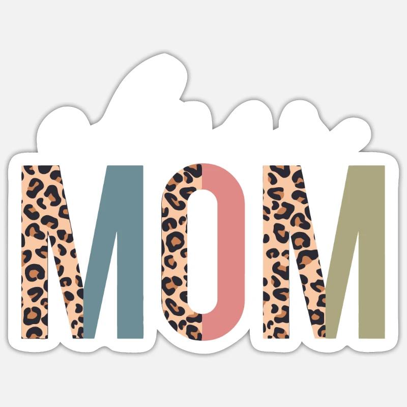 Cheer Mom Leopard Cheerleader Bleached Muttertag Sticker Größe S (10 x 10 cm)