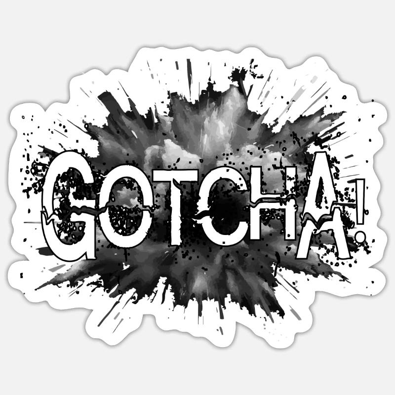 GOTCHA - Sticker taille S (10 x 10 cm) - blanc mat