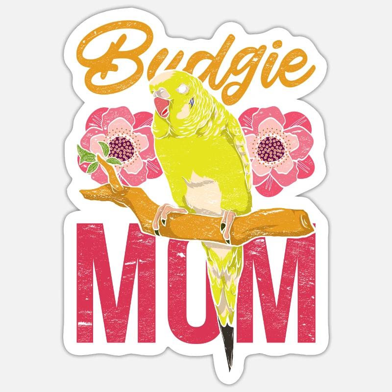 Wellensittich Mama Tier Muttertag Geschenk Vogel Sticker Größe S (10 x 10 cm)