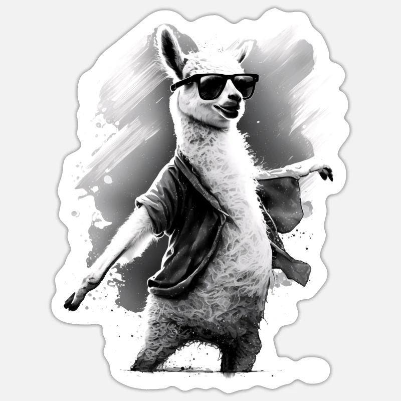 Lama Alpaka Tier Geschenkidee - Sticker Größe S (10 x 10 cm) - Mattweiß