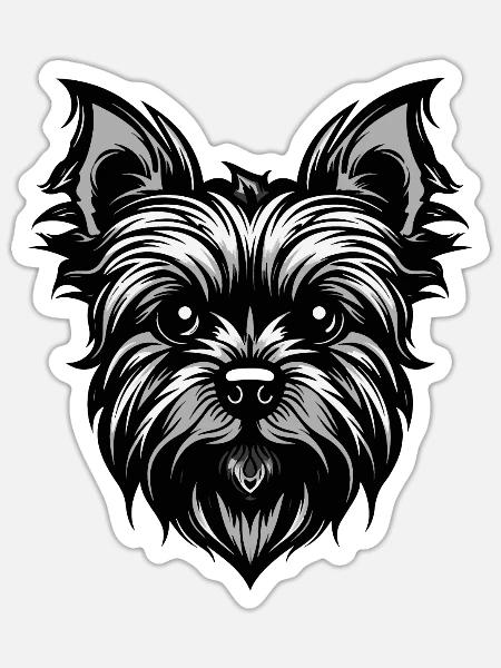 Yorkshire Terrier Hund Portrait - Sticker Größe S (10 x 10 cm) - Mattweiß