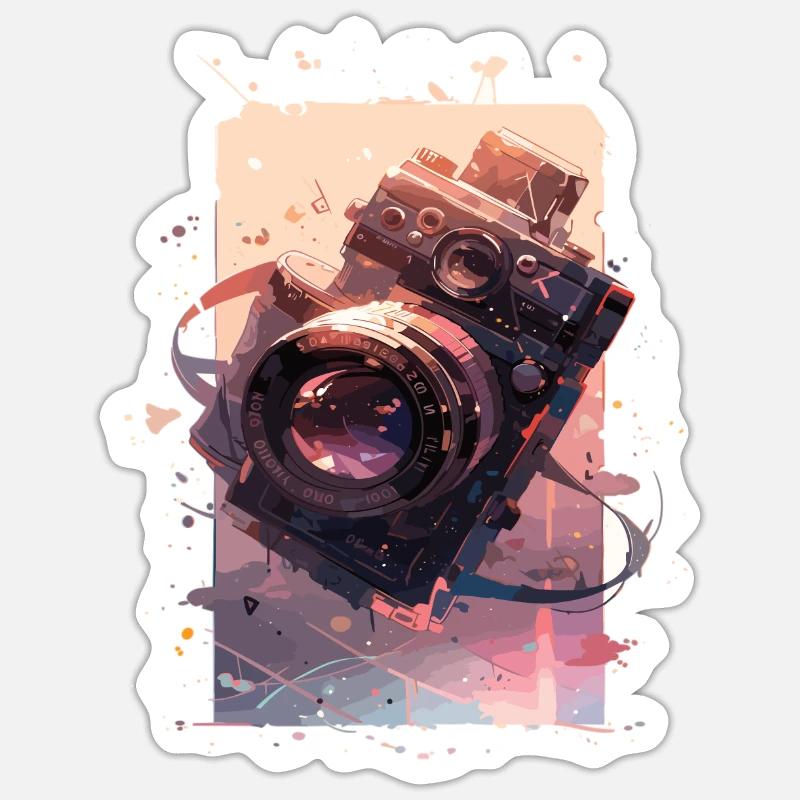 Camera Retro Camera Cameras Analog - Sticker size S (10 x 10 cm) - white matte