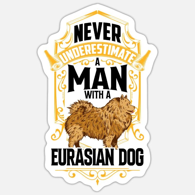 Man with Eurasier Eurasian Spitz Sticker size S (10 x 10 cm)