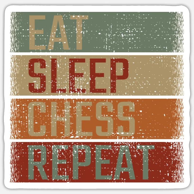 Eat Sleep Chess Repeat - Sticker size S (10 x 10 cm) - white matte