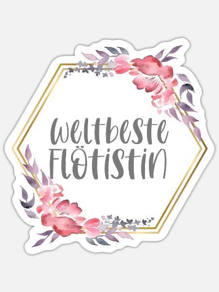 Weltbeste Flötistin Flöte Instrument Geschenk - Sticker Größe S (10 x 10 cm) - Mattweiß