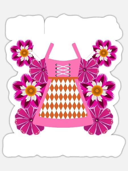 Mein Dirndl is in da Wäsch Bayern Shirt - Sticker Größe S (10 x 10 cm) - Mattweiß