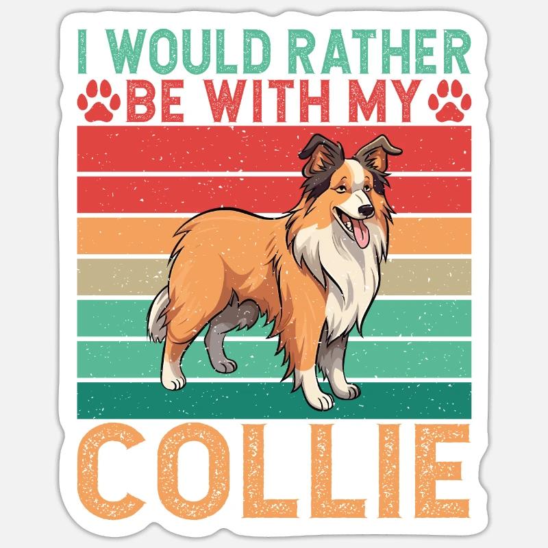 Cadeaux Collie - Sticker taille S (10 x 10 cm) - blanc mat