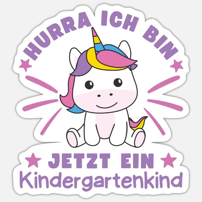 Hurra Ich Bin Jetzt Ein Kindergartenkind - Sticker Größe S (10 x 10 cm) - Mattweiß