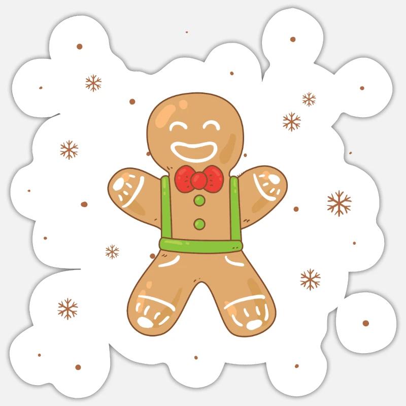Gingerbread Man cuisant de drôles de biscuits de Noël - Sticker taille S (10 x 10 cm) - blanc mat
