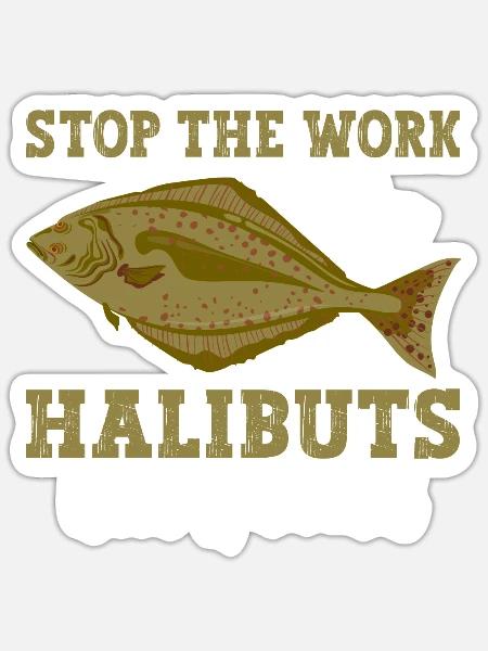 Heilbutt-Angelausrüstung, Fischerköder, - Sticker Größe S (10 x 10 cm) - Mattweiß