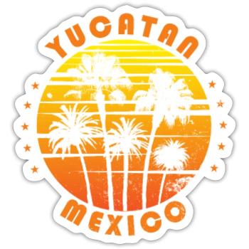 Retro Yucatan Mexico Souvenir Vintage Palm Tree - Sticker size S (10 x 10 cm) - white matte - Front