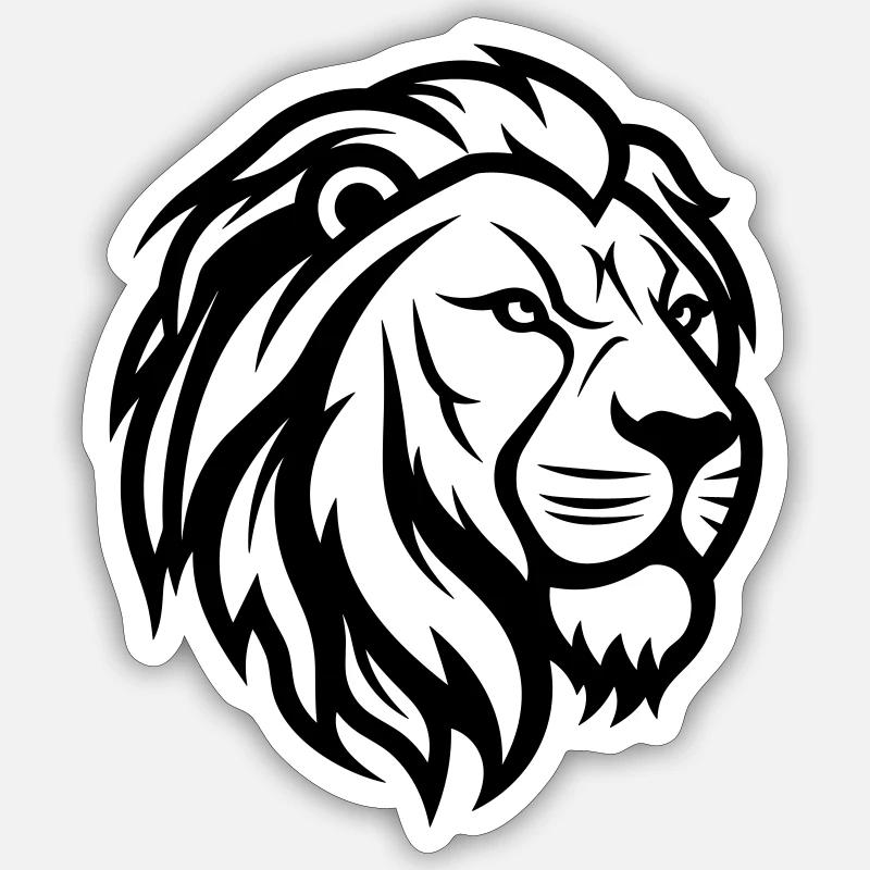 Löwenkopf - Sticker Größe S (10 x 10 cm) - Mattweiß