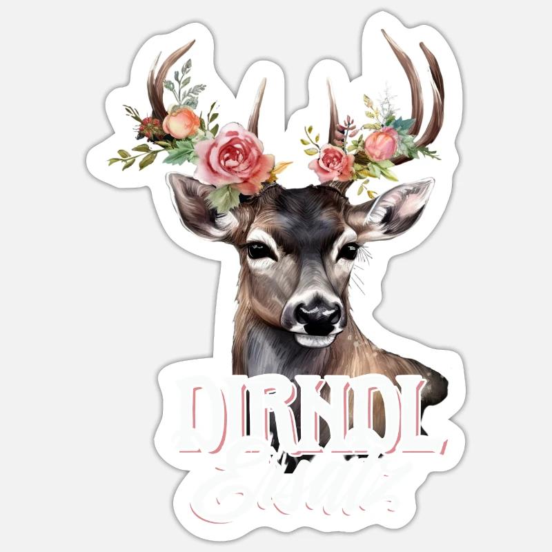 Dirndl Replacement Deer Deer Antler Roses Sticker size S (10 x 10 cm)