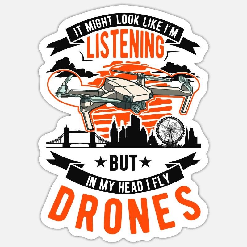 Drone Pilot Gift Drone Quadcopter Sticker size S (10 x 10 cm)
