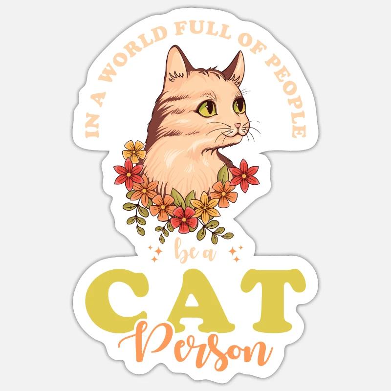 Chat Homme Chat Mignon - Sticker taille S (10 x 10 cm) - blanc mat