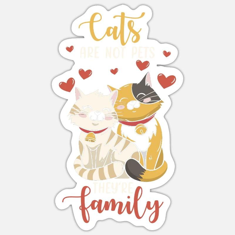 Famille de chats - Sticker taille S (10 x 10 cm) - blanc mat