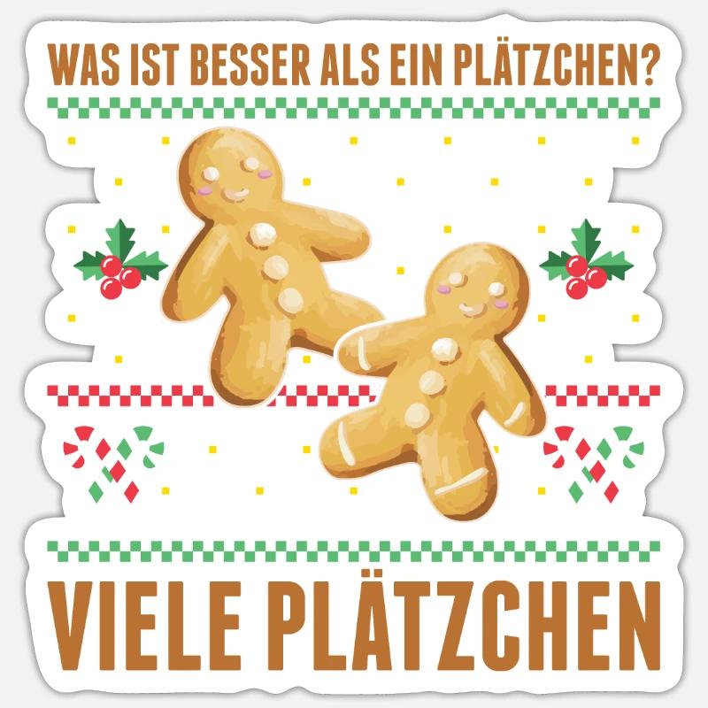 Was ist besser als ein Plätzchen? Viele Plätzchen - Sticker Größe S (10 x 10 cm) - Mattweiß