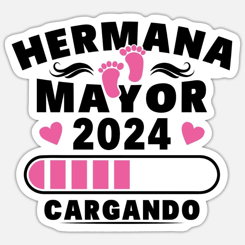 Große Schwester 2024 - Sticker Größe S (10 x 10 cm) - Mattweiß