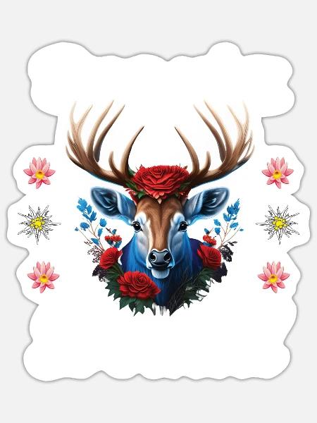 Trachtenshirt Damen Trachten T-Shirt Dirndl Ersatz - Sticker Größe S (10 x 10 cm) - Mattweiß