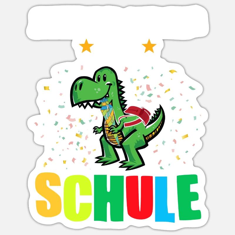 Schulkind Dino Einschulung Geschenk Sticker Größe S (10 x 10 cm)