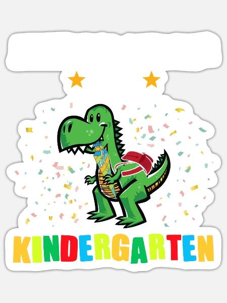 Kindergarten Dino Kindergarten-Anfang Geschenk - Sticker Größe S (10 x 10 cm) - Mattweiß