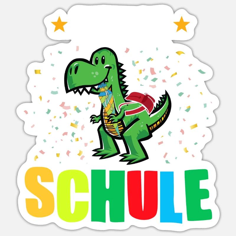 Schulkind Dino Schulbeginn Geschenk Sticker Größe S (10 x 10 cm)