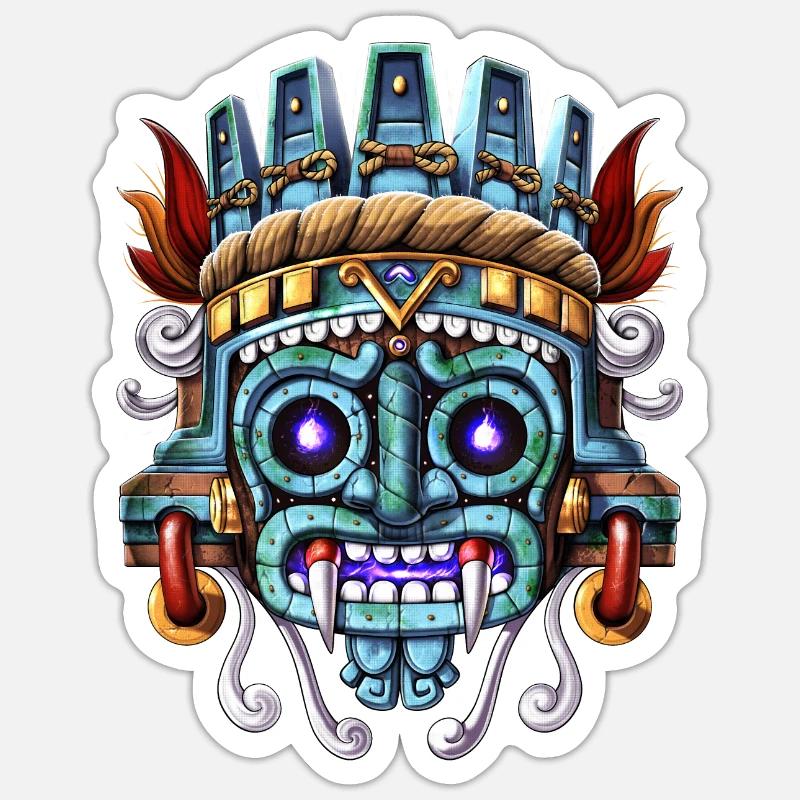 Dieu aztèque Tlaloc - Sticker taille S (10 x 10 cm) - blanc mat