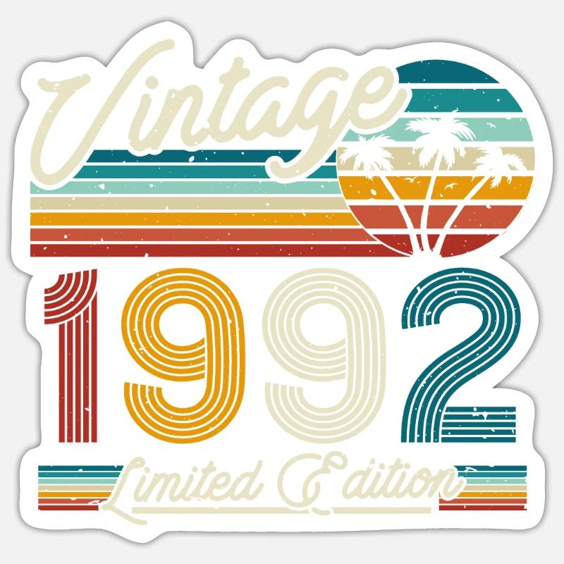 Cadeau Millésime 1992 - Sticker taille S (10 x 10 cm) - blanc mat