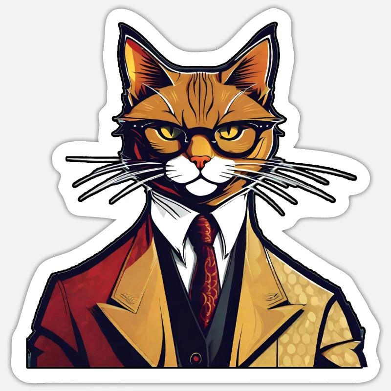 Chemise Chat Chat Cadeau Idée Mastic Sticker taille S (10 x 10 cm)