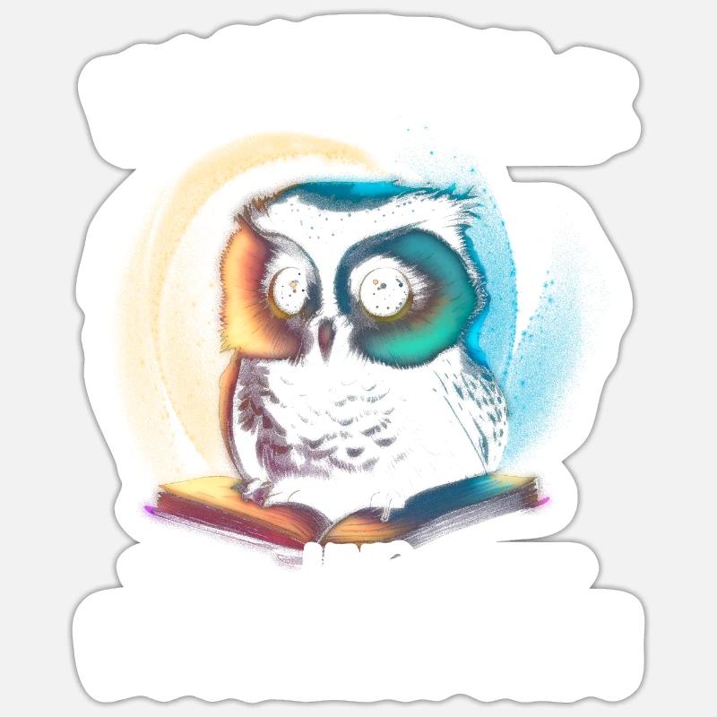 Nachteule Eule Eulen Vogel - Sticker Größe S (10 x 10 cm) - Mattweiß
