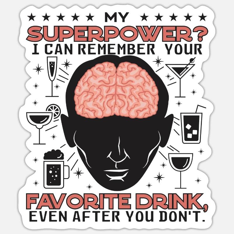 Boisson préférée - Sticker taille S (10 x 10 cm) - blanc mat