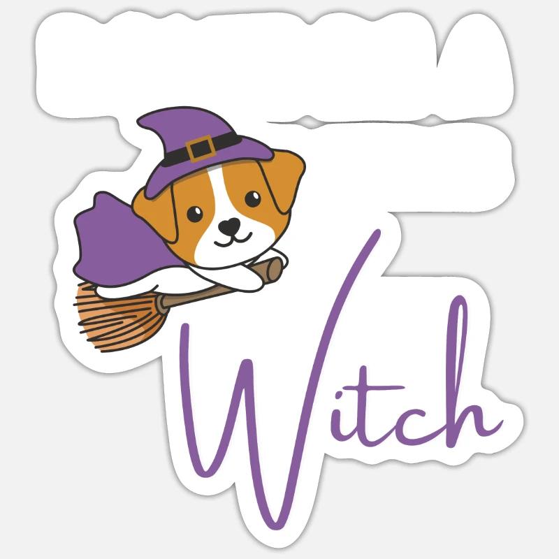 Jack Russell Halloween Hexe don't be a basic witch Sticker Größe S (10 x 10 cm)
