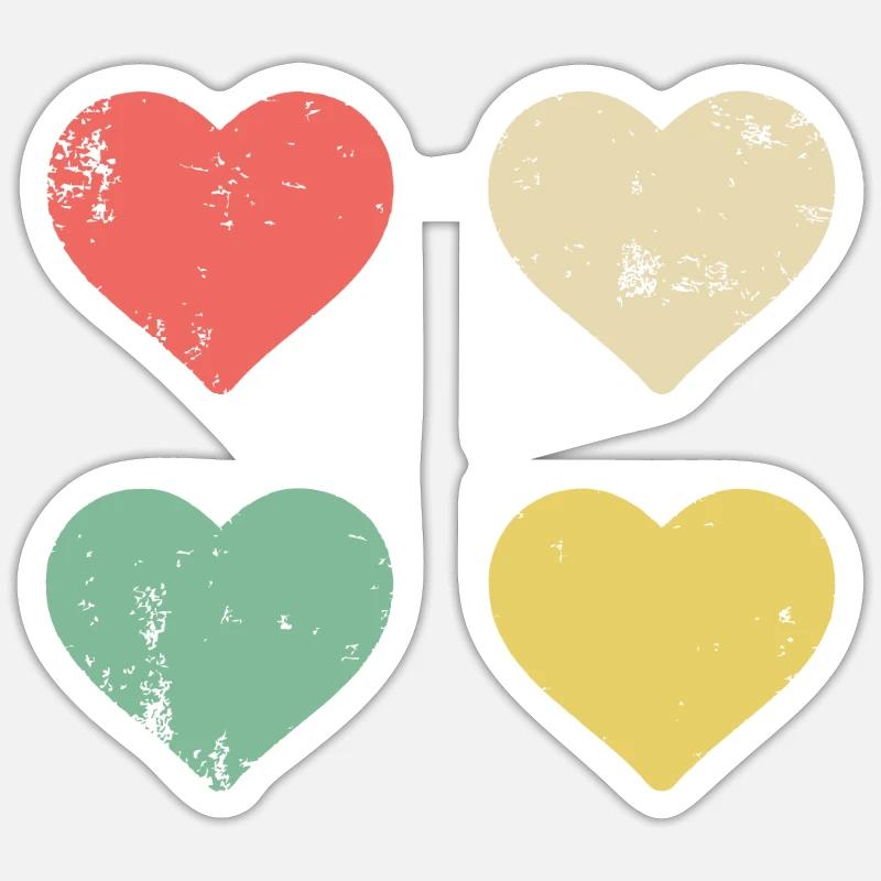 Hearts Pattern Saint-Valentin Mignon Love V-Day - Sticker taille S (10 x 10 cm) - blanc mat