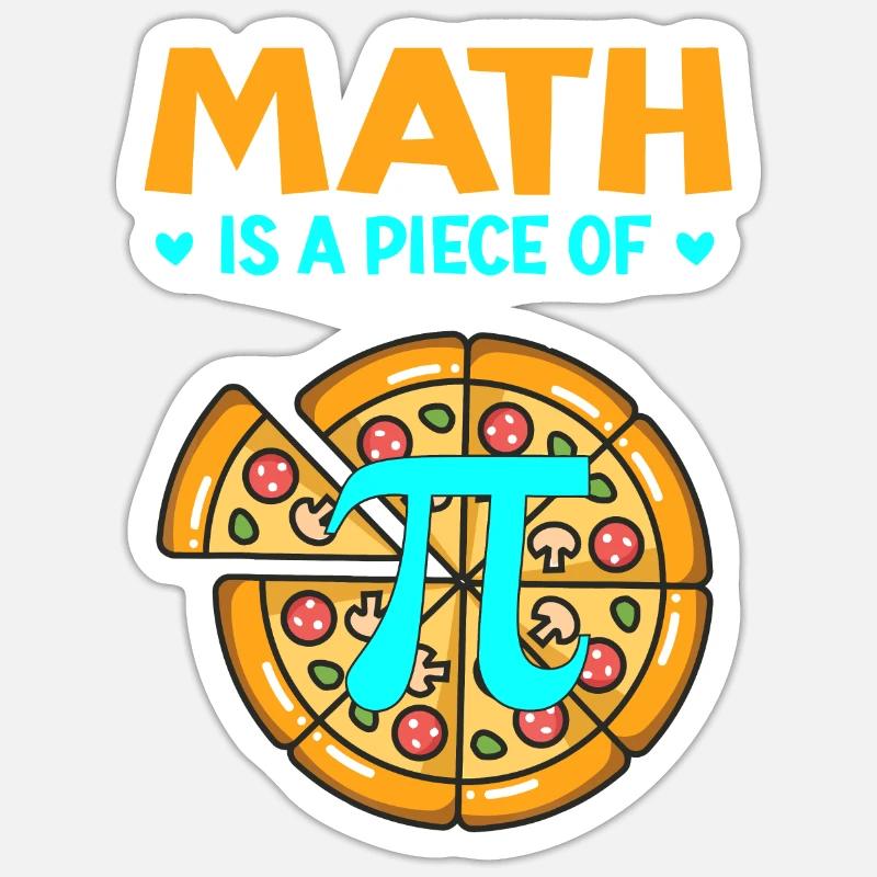 Pi jour 3.14 Math est un morceau de pizza - Sticker taille S (10 x 10 cm) - blanc mat
