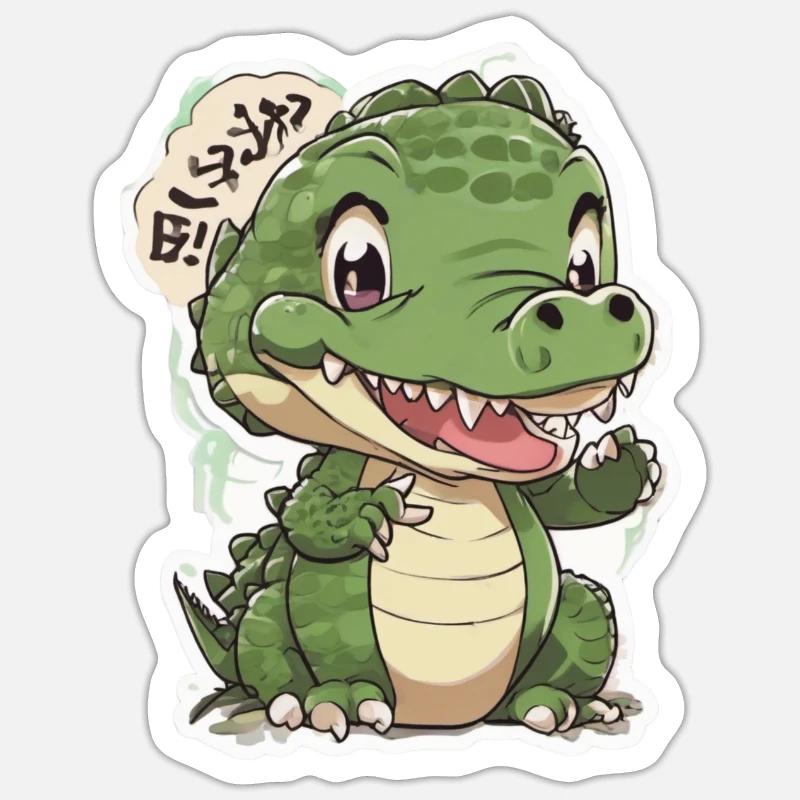 crocodile bébé crocodile - Sticker taille S (10 x 10 cm) - blanc mat